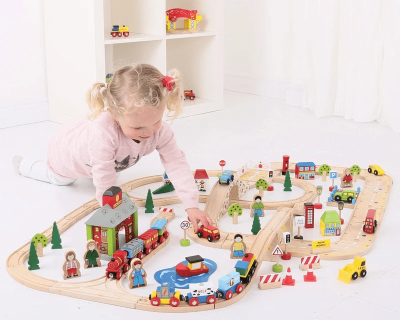 BigJigs BJT032 City Road & Rail Houten Treinbaan 5 BigJigs BJT032 City Road & Rail Houten Treinbaan - Afbeelding 3