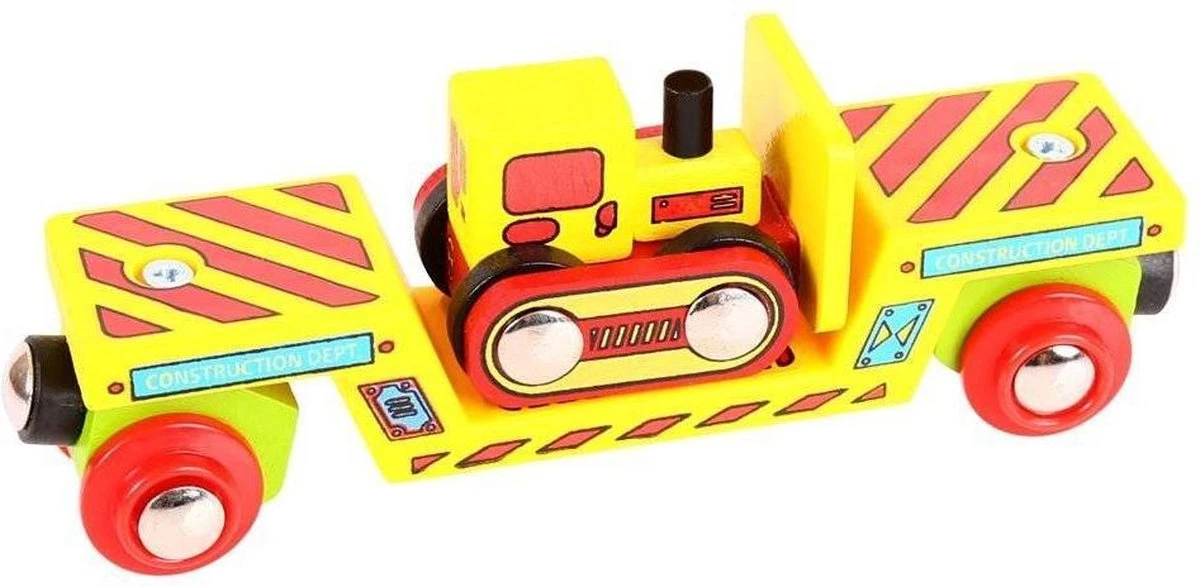 BigJigs BJT415 Rail Wagon Bulldozer Lader Houten Trein 3 BigJigs BJT415 Rail Wagon Bulldozer Lader Houten Trein