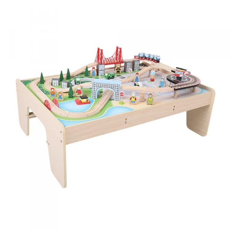 BigJigs BJT045 Treintafel City Spoortafel Houten Trein 4 BigJigs BJT045 Treintafel City Spoortafel Houten Trein - Afbeelding 2
