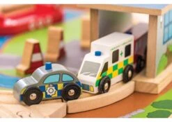 BigJigs BJT049 Treintafel Brandweer Spoortafel Houten Trein -Indoor Speelgoed Winkel bigjigs bt049 brandwweer trein set en tafel 3