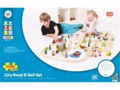 BigJigs BJT032 City Road & Rail Houten Treinbaan 9 BigJigs BJT032 City Road & Rail Houten Treinbaan -Indoor Speelgoed Winkel bigjigs treinset bjt032 treinen en autobaanset houten trein.jpeg 1