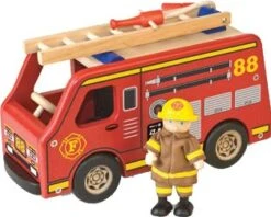 Houten Brandweerauto Pintoy -Indoor Speelgoed Winkel brandweerauto pintoy 10581 1