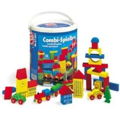 Blokkenset HEROS Combi-speelbox 75-delig -Indoor Speelgoed Winkel houten blokken combi in ton heros 27201 1 1