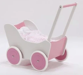 Houten Poppenwagen Pink 3 Houten Poppenwagen Pink