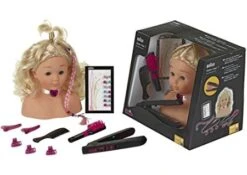 Kapkop Met Braun Satin Hair 7 Stijltang -Indoor Speelgoed Winkel kapkop stijltang theo klein 5245