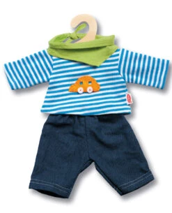 Kledingset Spijkerbroek Met Gestreept Shirt Mt. 28 – 35 Cm. -Indoor Speelgoed Winkel kledingset jongenspop heless 1315 2315 1