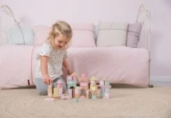 Little Dutch Houten Blokkenton Rose LittleDutch -Indoor Speelgoed Winkel little dutch 4412 roze houten blokken in ton 3